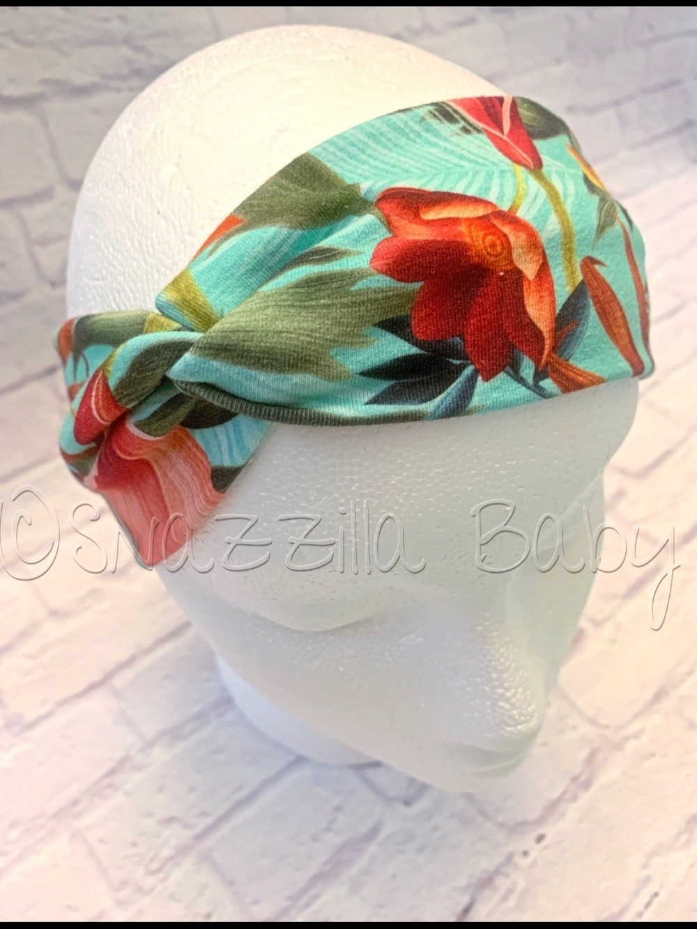 Adult Turquoise Floral Knit Headband